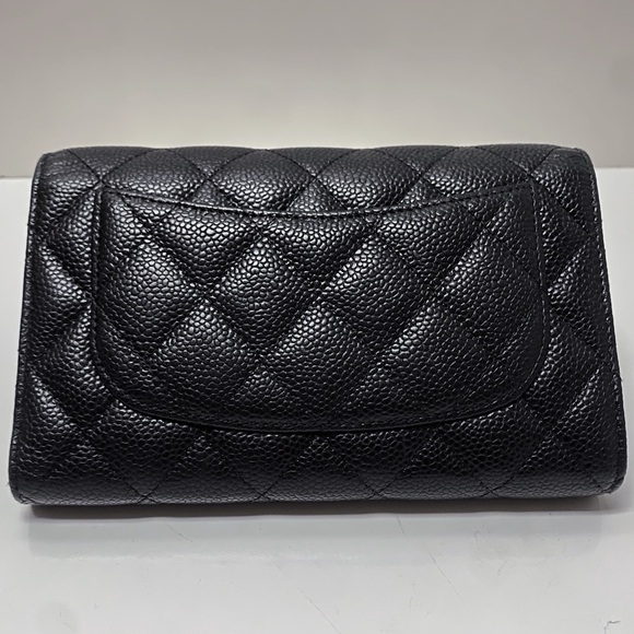 Chanel Classic Black Quilted Caviar Leather Long Flap Wallet - Picture 4 of 11